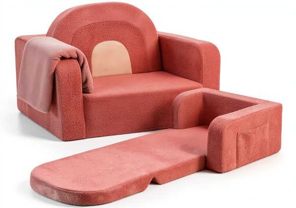 Kids Convertible Sofa Foryoomi Pink Rainbow 22.8" Wide-0