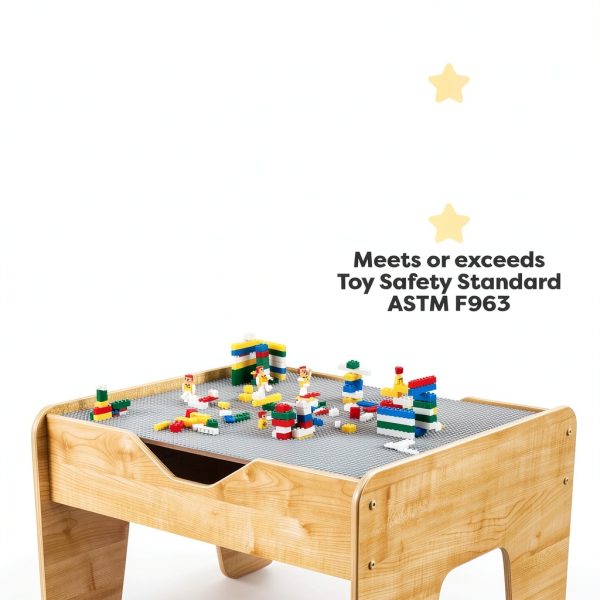 KidKraft Wooden Activity Table 195 Bricks Double‑Sided Surface-4