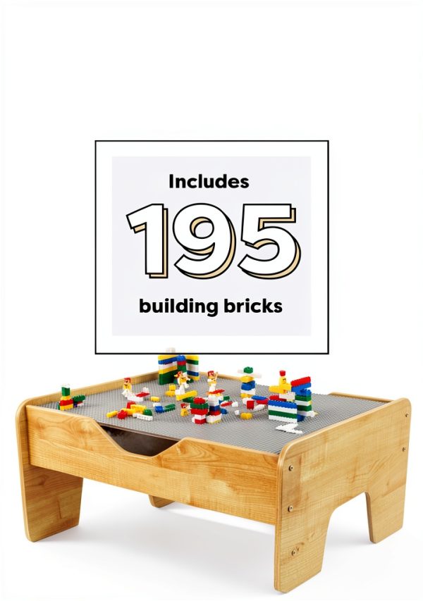 KidKraft Wooden Activity Table 195 Bricks Double‑Sided Surface-3