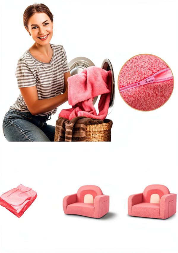 Kids Convertible Sofa Foryoomi Pink Rainbow 22.8" Wide-5