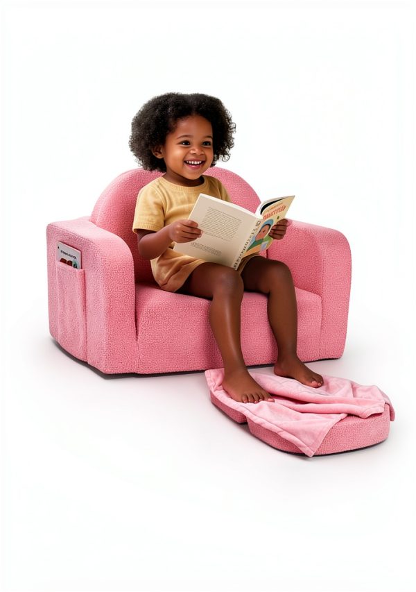 Kids Convertible Sofa Foryoomi Pink Rainbow 22.8" Wide-3