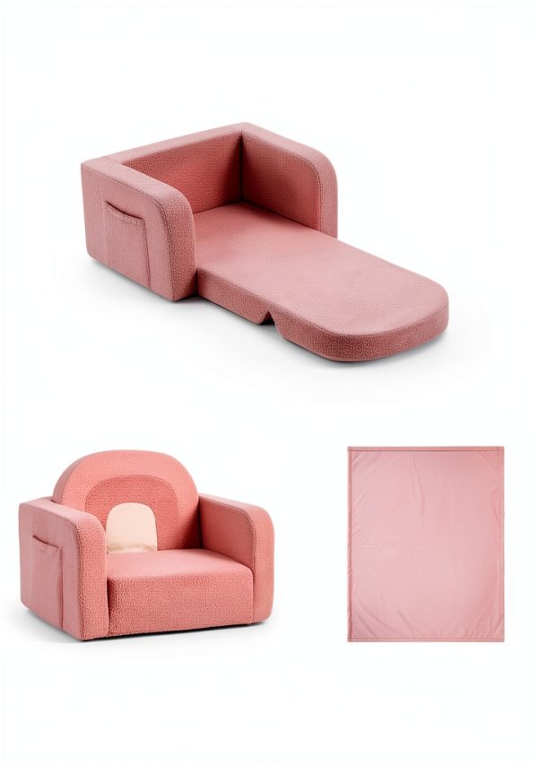 Kids Convertible Sofa Foryoomi Pink Rainbow 22.8" Wide-1