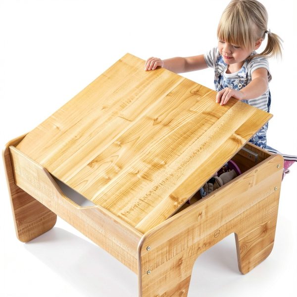 KidKraft Wooden Activity Table 195 Bricks Double‑Sided Surface-5