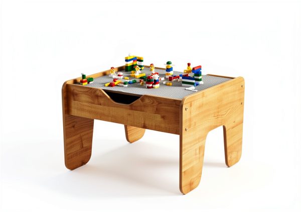 KidKraft Wooden Activity Table 195 Bricks Double‑Sided Surface-2