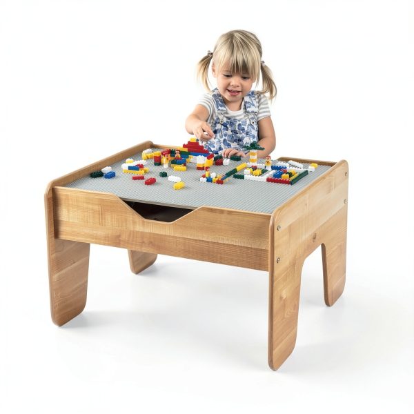 KidKraft Wooden Activity Table 195 Bricks Double‑Sided Surface-1