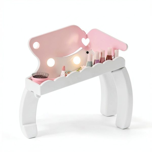 Kids Vanity White Wood Vanity with Lighted Mirror MU-048-2