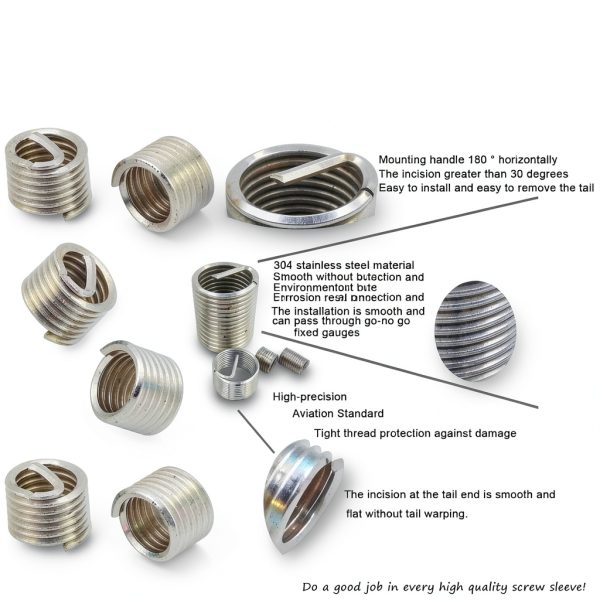 50PCS Helicoil Thread Repair Kits, M6 x 1.0 x 1.5D 304 Stainless Steel Wire Thread Inserts, M6 x 1.0 Helicoil Type Bolt Thread Repair Sleeve Assortment Set, Stripped Screw Hole Repair-3