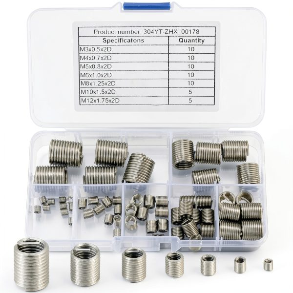 Thread Repair Kit 60Pcs Metric M3-M12 Steel Inserts Bayidun-0