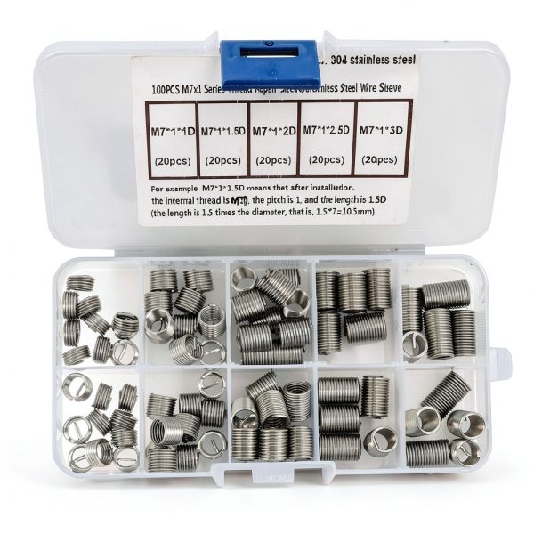 Coiled Wire Sleeve 100pcs M7x1 Stainless Steel Insert Kit Hyuduo-7