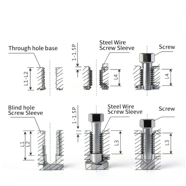 Stainless Steel Thread Repair Sleeve Kit 60pcs Walfront M3-M10-4