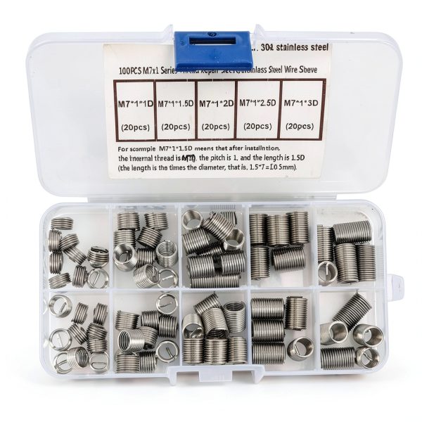 Coiled Wire Sleeve 100pcs M7x1 Stainless Steel Insert Kit Hyuduo-0