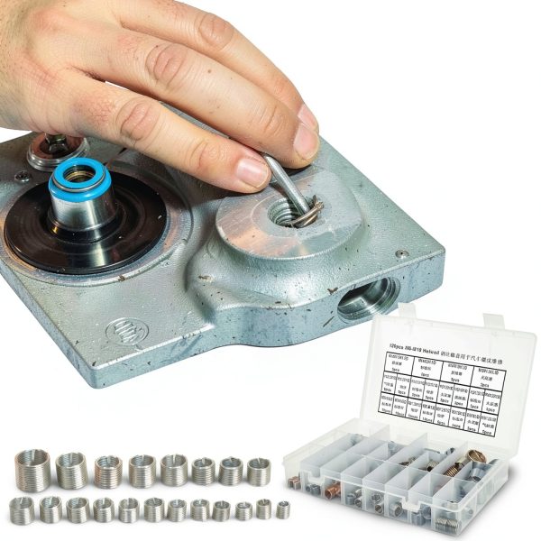 EVTSCAN 120 Pcs Stainless Steel Helical Threaded Inserts Kit, with M3 M4 M5 M6 M8 M10 M12 M14 M16 M18 Metric Wire Thread Inserts, Free Running Coil, for Repairing Damaged or Worn Out Threads-2