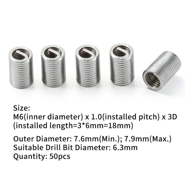 M6 Helicoil Inserts Qiilu Stainless Steel 304 Thread Repair Kit 50pcs-1