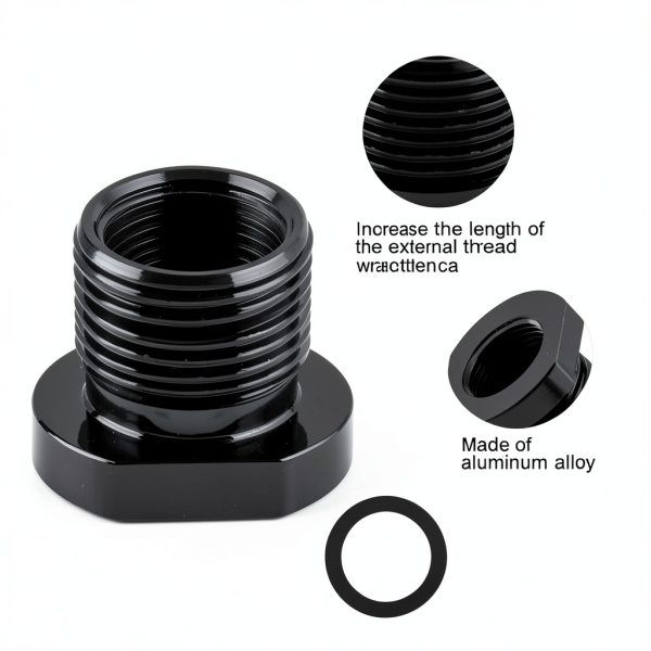 3Pcs Thread Adapters with Metal Washers, 1/2x28 to 5/8x24 Thread Adapter Aluminium Alloy, Oil Filter Adapter 1/2-28 Thread Protector Black Oxide Finish-3