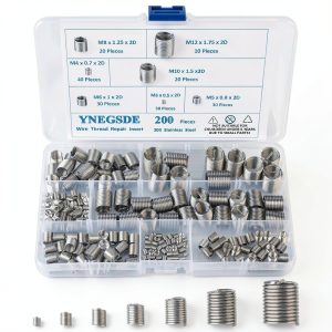 304 Stainless Steel Helical Coiled Metric Thread Repair Kit - 200Pcs Assortment Kit - M3, M4, M5, M6, M8, M10, M12 Wire Screw Sleeve Inserts-0