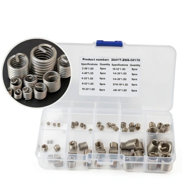 Thread Insert Kit 60pcs Helicoil Set Akozon Steel SAE Metric-2