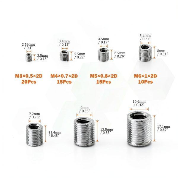 84 Pcs 304 Stainless Steel Metric M3 M4 M5 M6 M8 M10 M12 Wire Thread Inserts Steel Sheath Helicoil Type Screw Repair Sleeve Assortment Kit-1