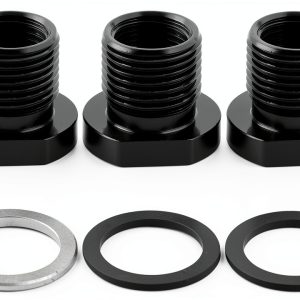 3Pcs Thread Adapters with Metal Washers, 1/2x28 to 5/8x24 Thread Adapter Aluminium Alloy, Oil Filter Adapter 1/2-28 Thread Protector Black Oxide Finish-0
