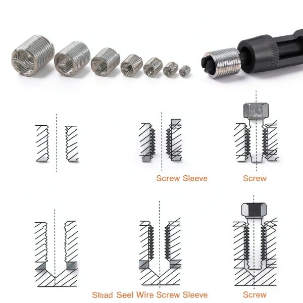 84 Pcs 304 Stainless Steel Metric M3 M4 M5 M6 M8 M10 M12 Wire Thread Inserts Steel Sheath Helicoil Type Screw Repair Sleeve Assortment Kit-5