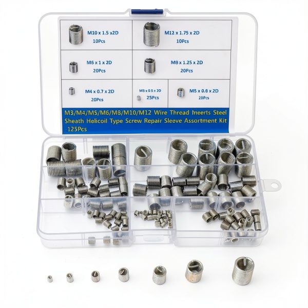 Thread Repair Insert Assortment Kit Helicoil Type Screw Wire Sleeve 304 Stainless Steel Metric M3 M4 M5 M6 M8 M10 M12 Wire Thread Inserts Heli Coil Thread Repair Kits 125PCS-3