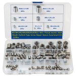 Thread Repair Insert Assortment Kit Helicoil Type Screw Wire Sleeve 304 Stainless Steel Metric M3 M4 M5 M6 M8 M10 M12 Wire Thread Inserts Heli Coil Thread Repair Kits 125PCS-0