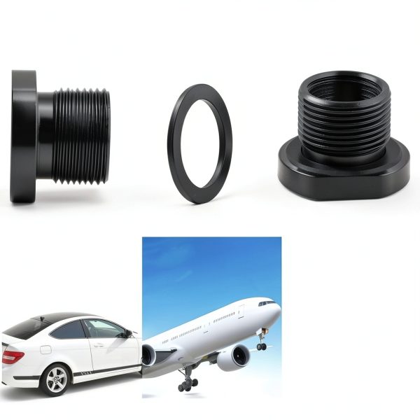 3Pcs Thread Adapters with Metal Washers, 1/2x28 to 5/8x24 Thread Adapter Aluminium Alloy, Oil Filter Adapter 1/2-28 Thread Protector Black Oxide Finish-6