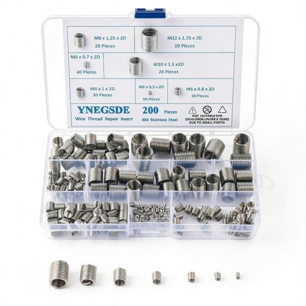 304 Stainless Steel Helical Coiled Metric Thread Repair Kit - 200Pcs Assortment Kit - M3, M4, M5, M6, M8, M10, M12 Wire Screw Sleeve Inserts-5