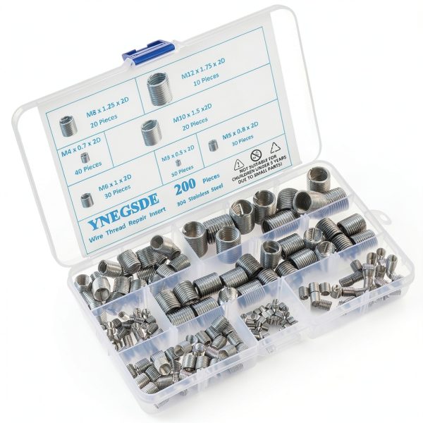 304 Stainless Steel Helical Coiled Metric Thread Repair Kit - 200Pcs Assortment Kit - M3, M4, M5, M6, M8, M10, M12 Wire Screw Sleeve Inserts-4