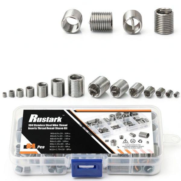 84 Pcs 304 Stainless Steel Metric M3 M4 M5 M6 M8 M10 M12 Wire Thread Inserts Steel Sheath Helicoil Type Screw Repair Sleeve Assortment Kit-4