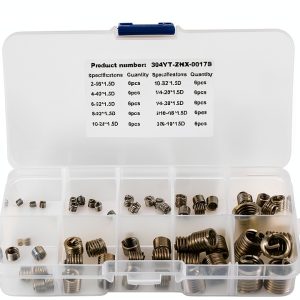 Thread Insert Kit 60pcs Helicoil Set Akozon Steel SAE Metric-0